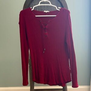 Tribal Jeans Red Sweater with Tie